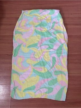 Sabo Skirt Pastel Abstract Midi Skirt Side Slit Y2K Retro
